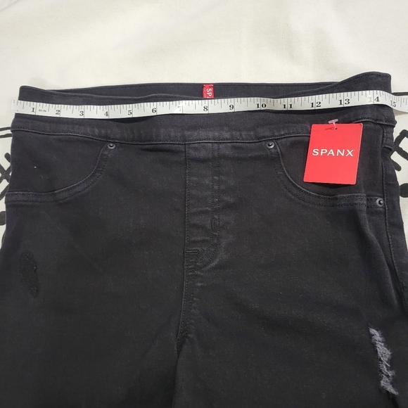 Spanx Women's Vintage Distressed Ankle Skinny Jeans Black Size M - Picture 9 of 13